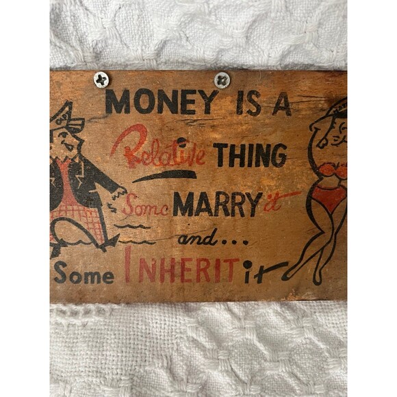 Vintage 50s Wooden Komic Kard Wall Art - Picture 2 of 5